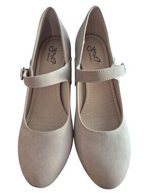 Ynot Mary Jane Block Heel Shoes Taupe Size 11M